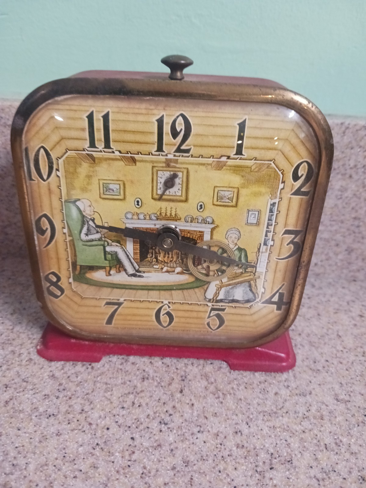 Vintage 1950's Lux Clock Manufacturing Co. Animated Alarm Clock TESTED & WORKS