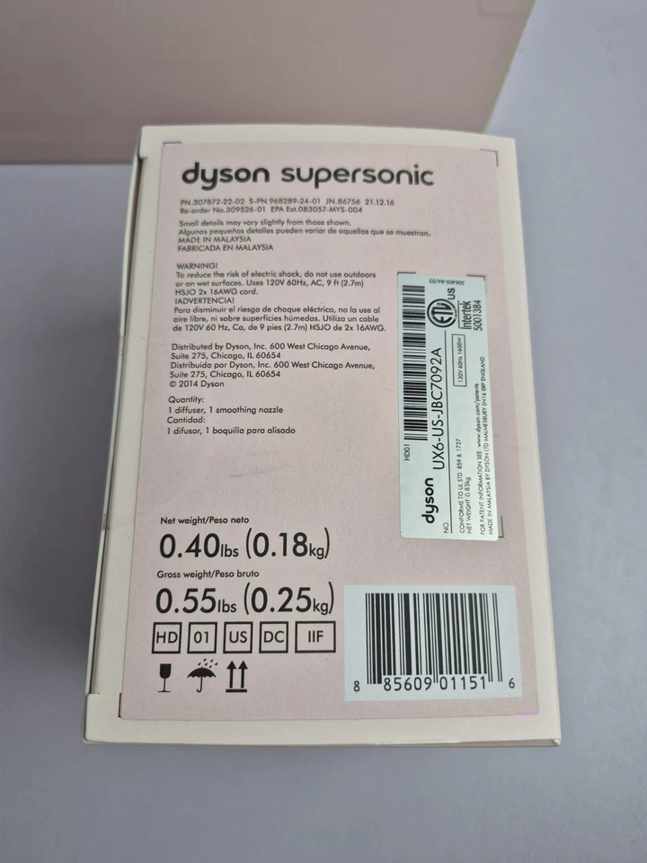 Dyson Supersonic Secador de Pelo Rosa Fucsia Estuche Difusor Alisador Nuevo Lote 2 Foto 2 de 4