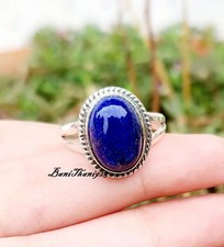 Handmade Lapis Lazuli Ring: 925 Sterling Silver Statement Ring All Size