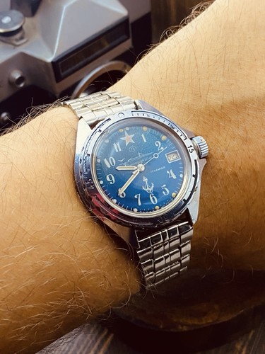 Soviet Military Watch Vostok Komandirskie 2414 Red Star Blue Dail #7313 - Picture 24 of 24