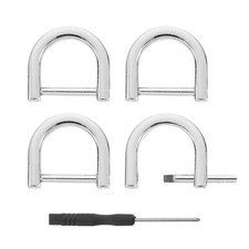 D-Rings Screw in Shackle, 4Pcs 15mm U Shape D Ring for Purse Bag DIY, Silver
