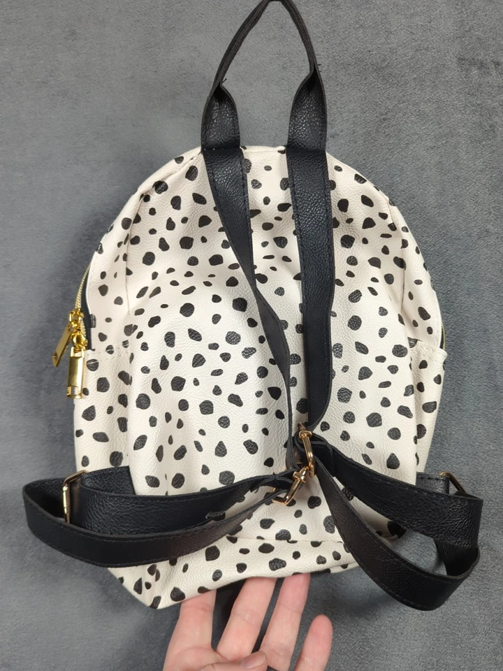 Jessica Simpson Camille Mochila Cartera Leopardo de las Nieves Estampado Animal Cuero Vegano Foto 4 de 4