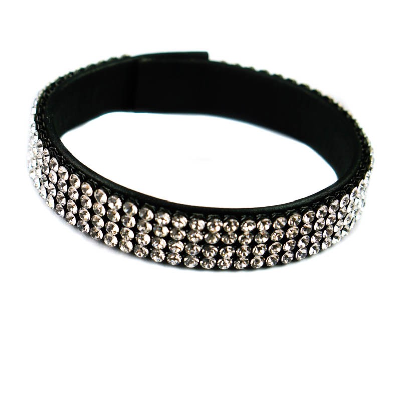 Swarovski Bracelet Black Crystal Leather Bracelet Ladies Jewellery NEW GENUINE