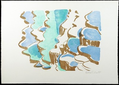 ''Wasserlandschaft'', 1995. Lithographie Silke LEVERKÜHNE (*1953 D), handsigniert