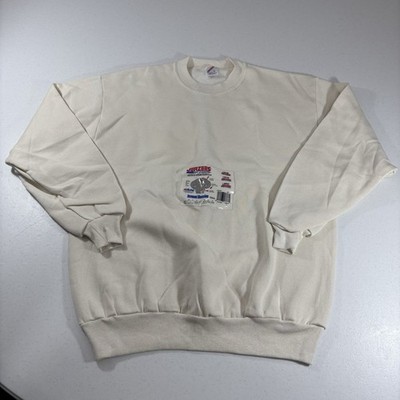 NOS! VTG Jerzees Crewneck Sweatshirt Sz L Cream USA Made Nublend Blank Full Cut