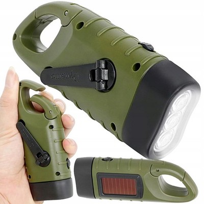 Solar LED Taschenlampe Handkurbel Solar Dynamo Wiederaufladbare Notfall Lampe