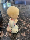 VTG Fenton Glass Americana Praying Boy Hand Painted & Signed D Caplinger 4”