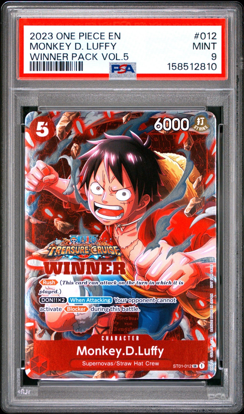 2023 One Piece EN Winner Volume Vol 5 Monkey D Luffy #012 PSA 9 MINT