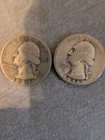 2x Washington Silver Quarters 25C 1946 1949 0.9 Fine Philadelphia Business