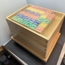 Unidad de madera bloques de construcción 350 piezas juego en carro rodante de madera 6 niveles NUEVO