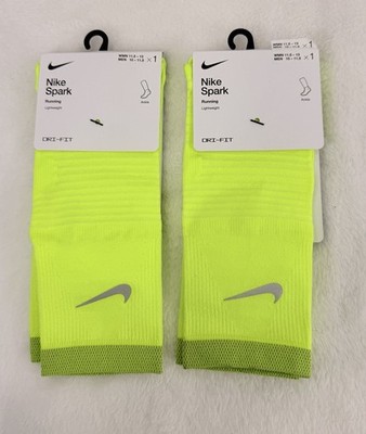 Nike Spark Lightweight Ankle Socks Volt Running Large Mens 10-11.5 Lot New