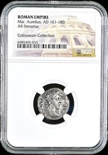 Roman Empire Marcus Aurelius AR Silver Denarius AD 161-180 NGC CERTIFIED GENUINE