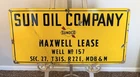 Vintage Porcelain Sun Oil Company Maxwell Lease Well Sign Kern County California