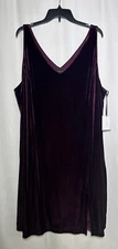 1.State Slip On Dress Sheath Bodycon 24W Sleeveless Stretch Velvet Burgundy Red