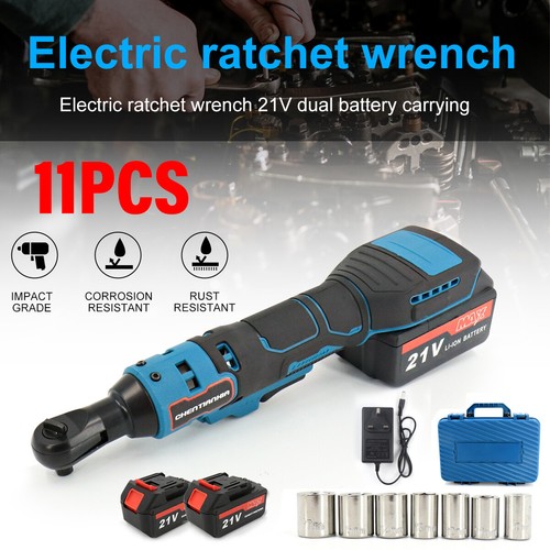 Electric Cordless Right Ratchet 3/8'' 90° Angle Wrench Power w/2 Battery&Charger - Picture 14 of 14
