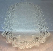 Doily Boutique Table Runner or Doily with Antique White European Lace and Fabric
