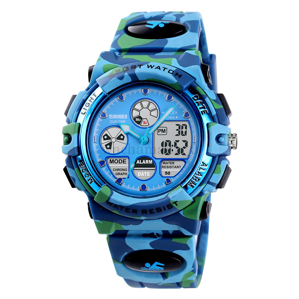 NEW SKMEI Digital Alarm Date Waterproof Sports Analogue Wrist Watch Kids AU 2022