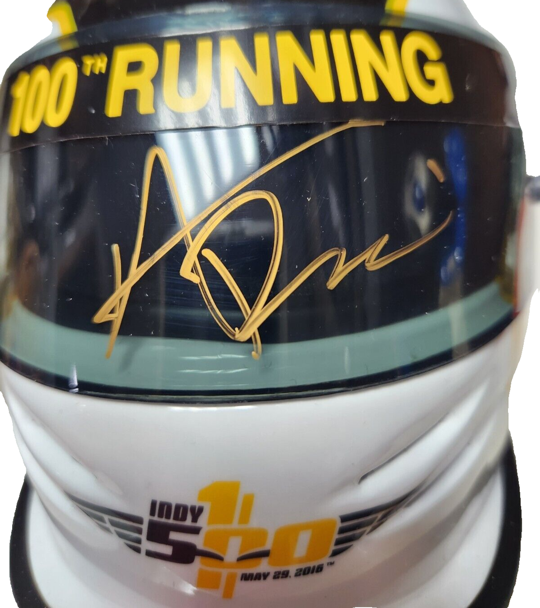 Alexander Rossi SIGNED 2016 Bell Mini Helmet 100th Running Indy