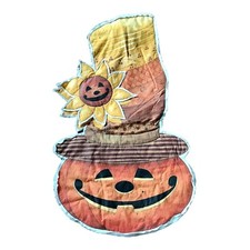 Vintage Halloween Handcrafted Quilted Wall Decor 36" Jack O Lantern Sunflower