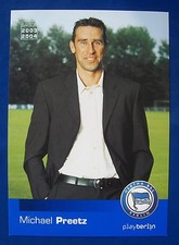 Karta z autografem Michael Preetz (Hertha BSC) z 2003 roku z datami na odwrocie