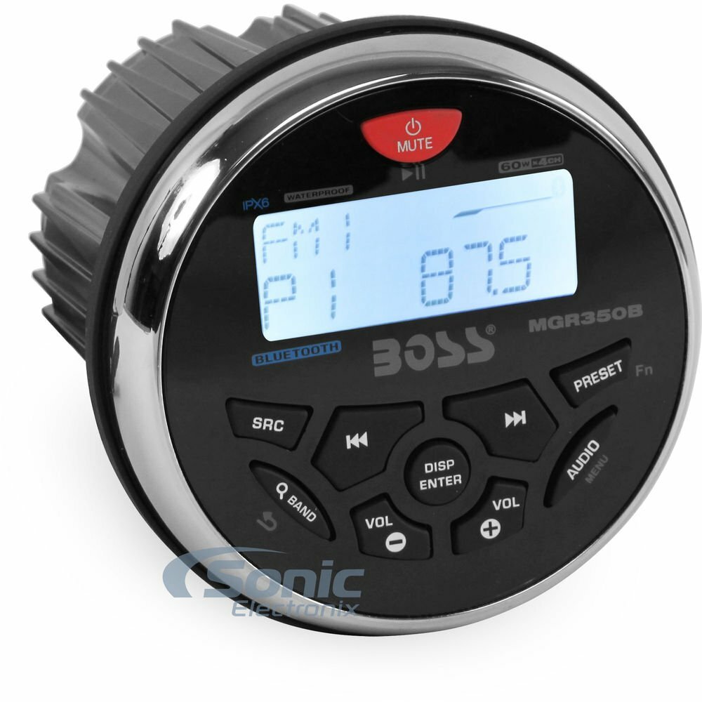 Морской стереоприемник Boss MGR350B Bluetooth MP3AMFMUSB с отверстием 35 мм 22090₽