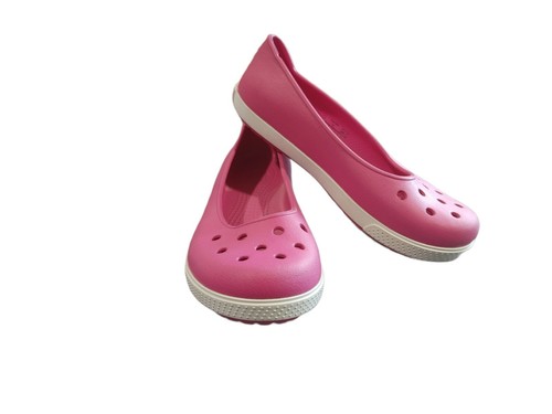 Crocs DAMEN CROCBAND LUFTIGE FLACHE SCHUHE - ARTIKEL # 14379 - DUNKELROSA - DAMEN 6 NEU
