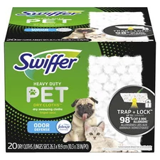 Swiffer Sweeper Pet Heavy Duty Dry Multi-Surface Cloth Refills,   20 count