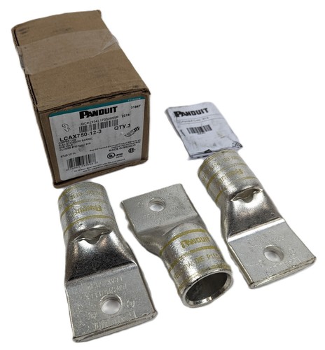 3 Panduit LCAX750-12-3 One Hole Flex Lugs Yellow Compression Connectors Copper