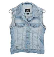 Rock and Republic Gunshow Denim Jean Vest Medium M Acid Wash
