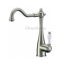 Victorian Style Kitchen Sink Faucets Swivel Vessel Water Mixer Tap Brushed Nicke