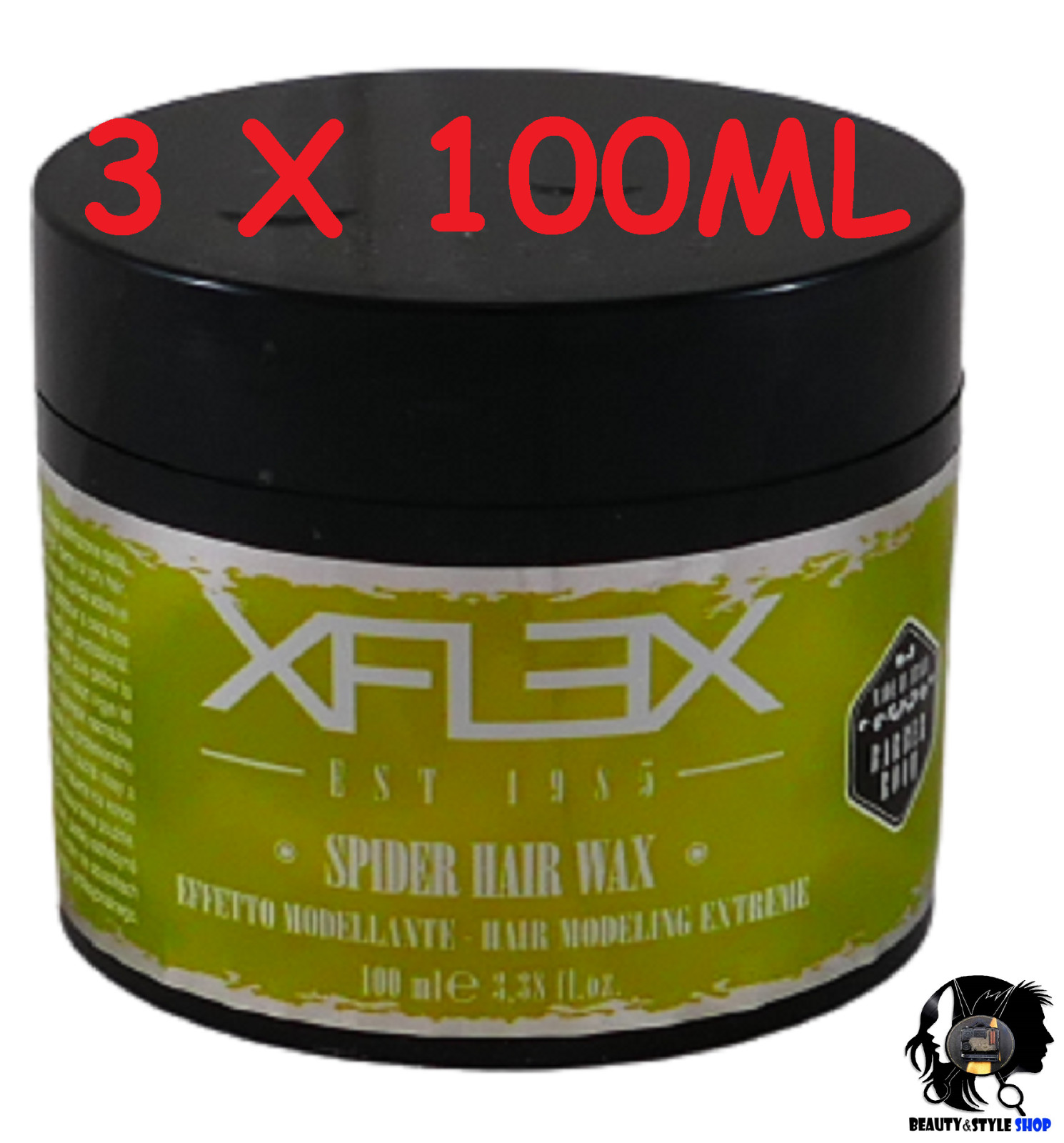 3 PEZZI CERA MODELLANTE ESTREMA PER CAPELLI XFLEX SPIDER HAIR WAX 100ML BARBER