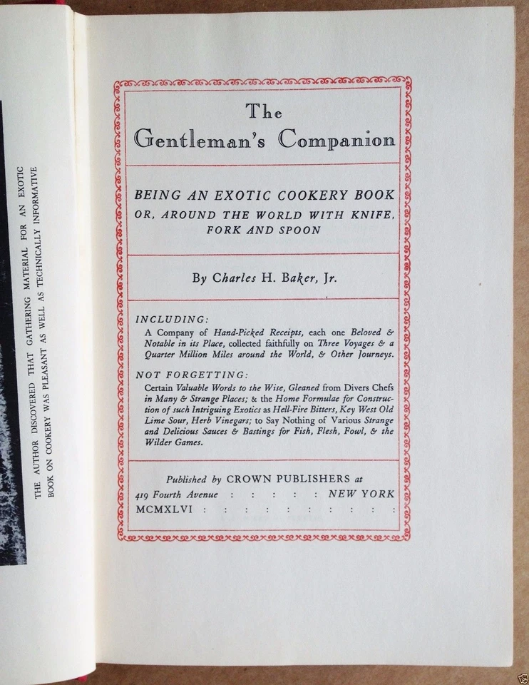 Antique 1946 Cookbook GENTLEMAN COMPANION WORLD COOKERY DRINKING Book Vintage - Image 2 of 4