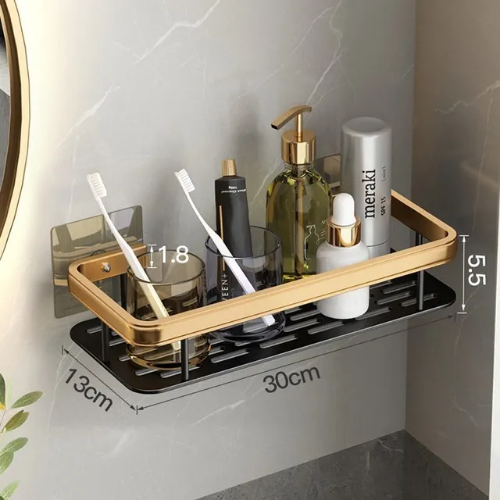 Luxury Bathroom Shelves Without Drilling Shower Wall Shelf Towel Holder ...