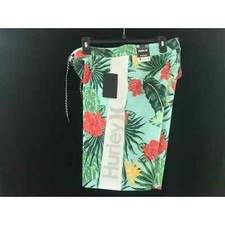 Hurley Men's Boardshorts green floral Tropical Size 30 inseam 9 1/2" New
