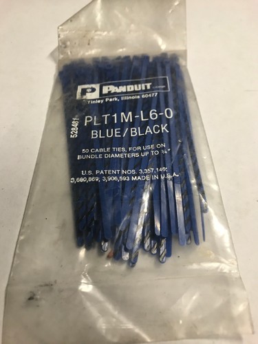 Panduit PLT1M-L6-0 Blu/Nero 4" Cerniere 50ct Made in USA - Foto 3 di 3