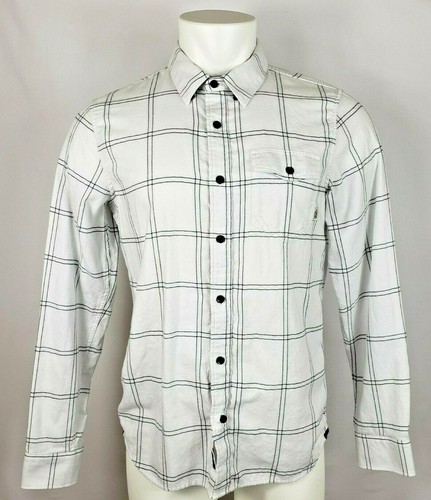 Vans Tailored Fit Men's Size Small White Black Shirt Striped Pocket LS BD Skater | eBay