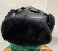 TRUE VINTAGE YOUTH BLACK TROOPER STYLE WINTER HAT MEDIUM UNION USA MADE  25