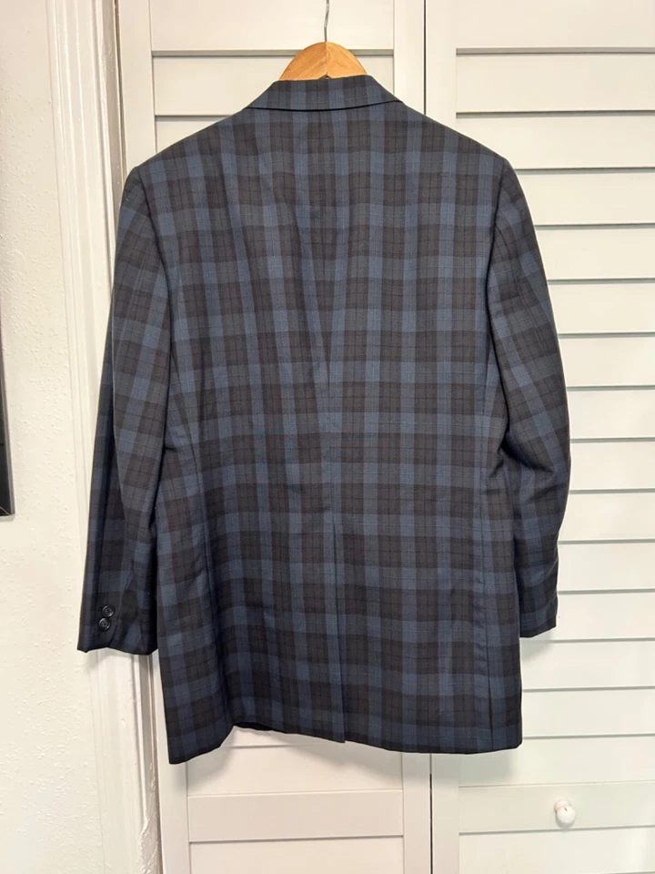 Chaps Ralph Lauren vintage union made USA blue tartan plaid blazer jacket 38R - Image 4 of 4