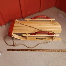 VINTAGE  Eddie Bauer Kids SNOW SLED  Wood with Wood Runners  Solid