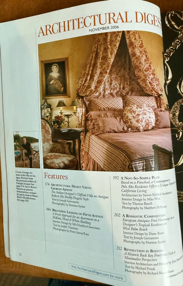 Architectural Digest November 2006 Giorgio Armani Fifth Avenue West Palm Beach - Image 2 of 3