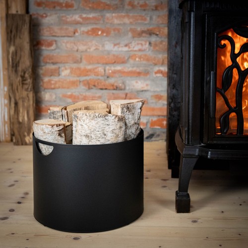 Kosz na drewno kominkowe 33 x 26 cm metal czarny malowany proszkowo kosze drewniane belki na drewno - Zdjęcie 12 z 20