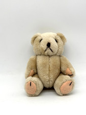 Vintage Jointed Teddy Bear Blonde Tan 80s Toy Plush Stuffed Animal