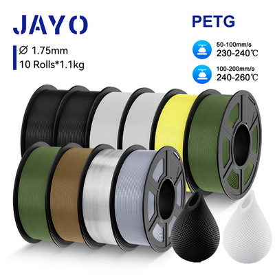 JAYO 10KG PETG 3D Drucker Filament 1,75mm 1,1KG/SET Less Stringing High Toughnes