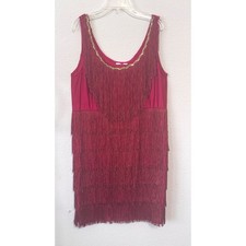 Flapper Dress Red Fringe Medium Sleeveless Gatsby Style Party Costume Halloween
