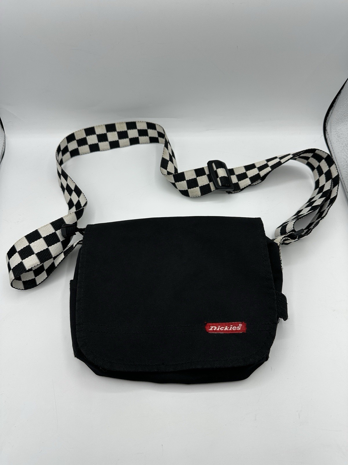 Dickies Black White Checkerboard Strap Crossbody Bag Small Messenger Y2K