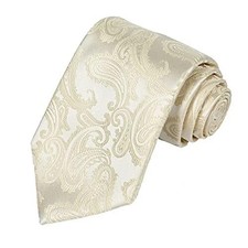 Mens Paisley Tie And Pocket Square Necktie Sets Cream Ivory