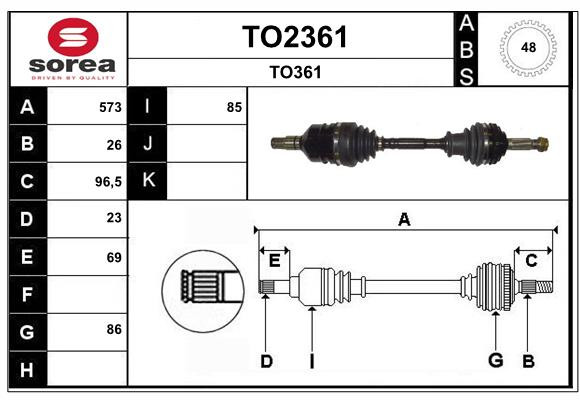 Arbre de transmission SNRA TO2361 pour supprimer les vibrations du RAV4 I