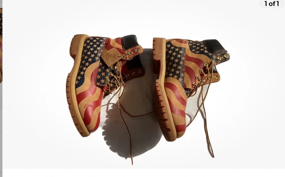 Drapeau américain 100% Suprême avec Timberland Collab taille 10 unisexe authentifié