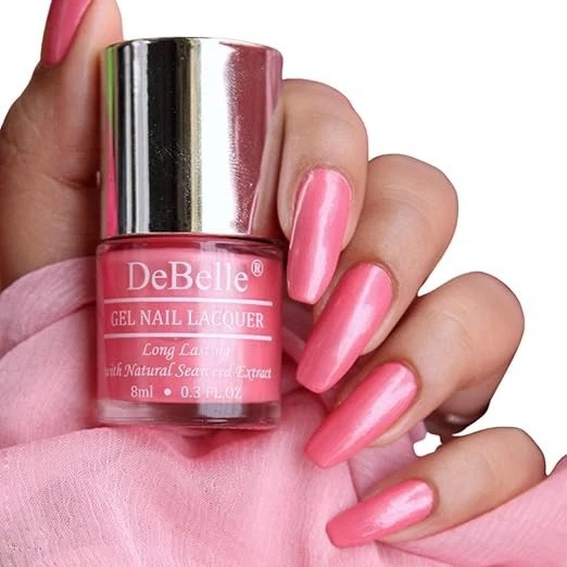 DeBelle Gel Nail Polish Miss Bliss (Rose Pink Nail Paint) 8ml Non UV - Glossy Fi