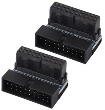 2-Pack Down Right Angle USB 3.0 19/20-Pin Female to Male Adapter